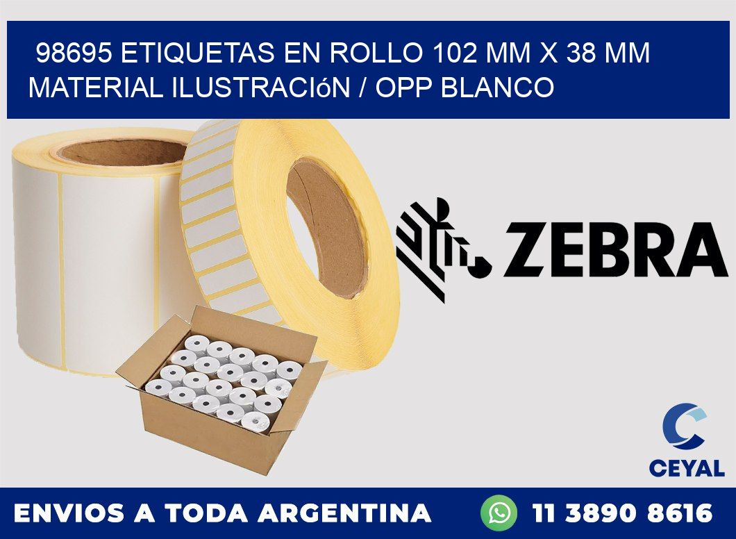 98695 Etiquetas en rollo 102 mm x 38 mm material Ilustración / OPP Blanco