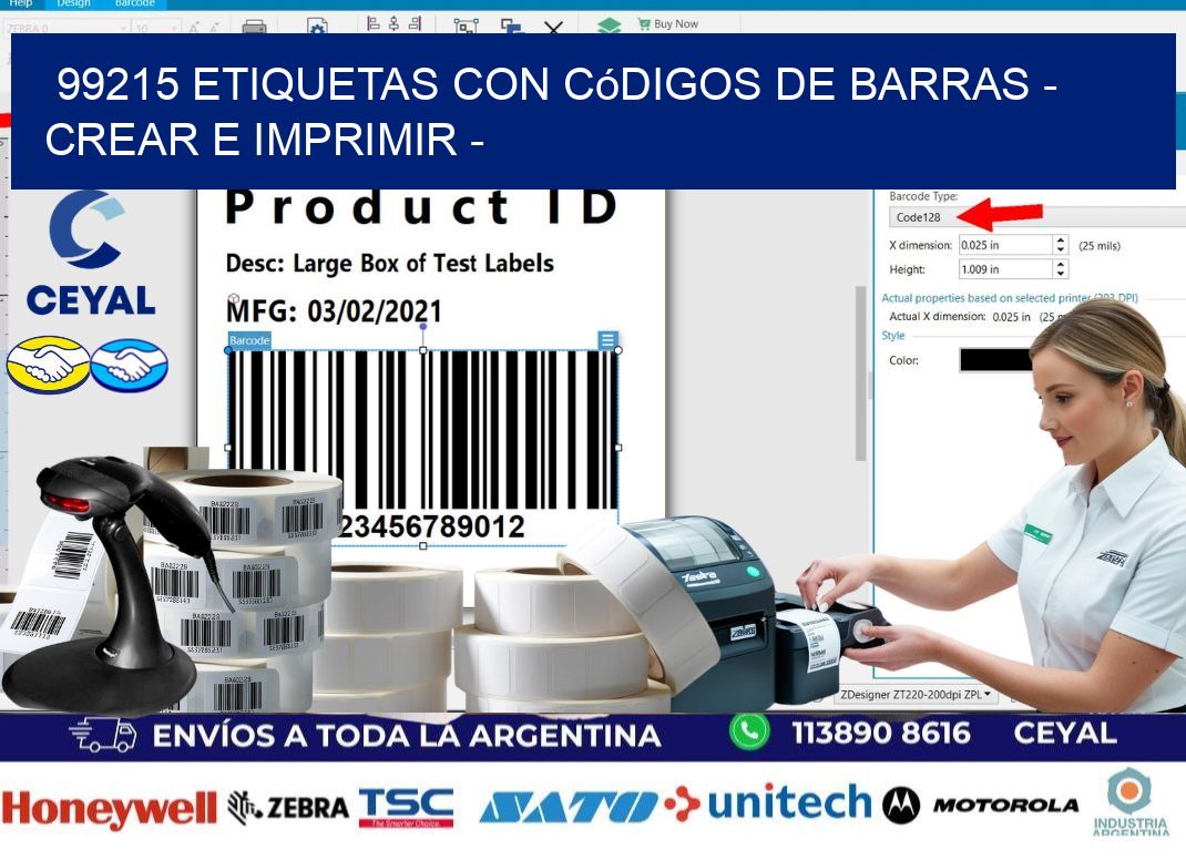 99215 etiquetas con códigos de barras - Crear e imprimir -