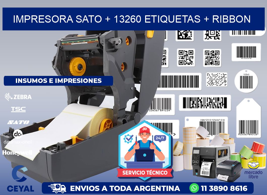 impresora SATO + 13260 etiquetas + ribbon