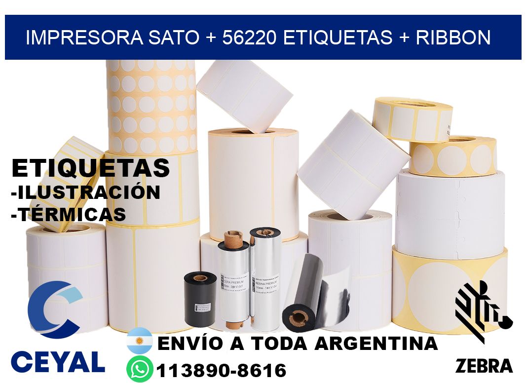 impresora SATO + 56220 etiquetas + ribbon