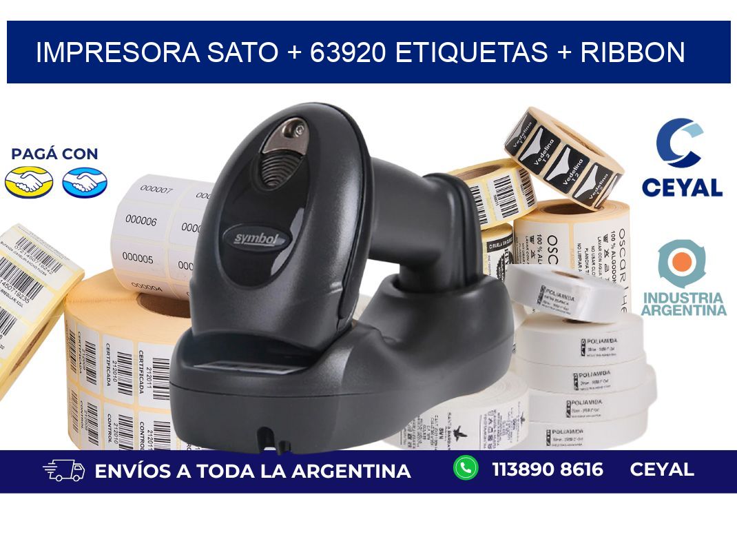 impresora SATO + 63920 etiquetas + ribbon