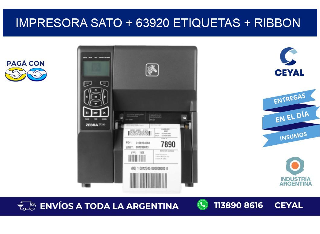 impresora SATO + 63920 etiquetas + ribbon