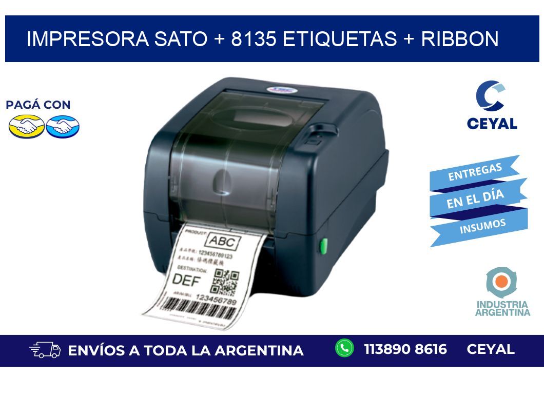 impresora SATO + 8135 etiquetas + ribbon