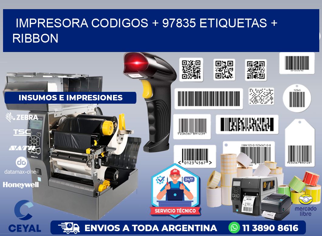 impresora codigos + 97835 etiquetas + ribbon