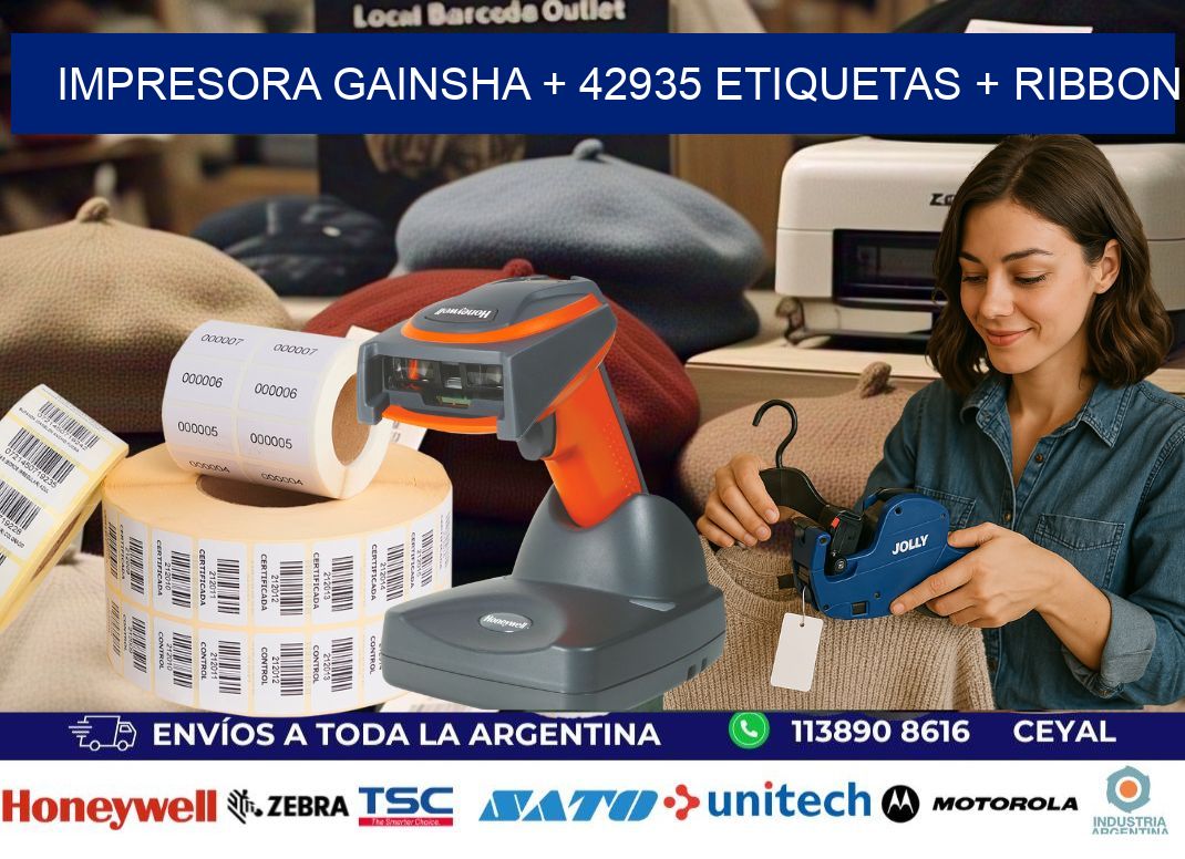 impresora gainsha + 42935 etiquetas + ribbon
