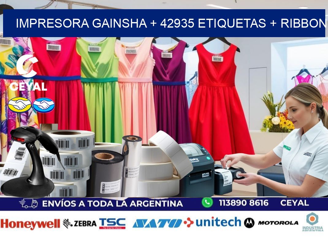 impresora gainsha + 42935 etiquetas + ribbon