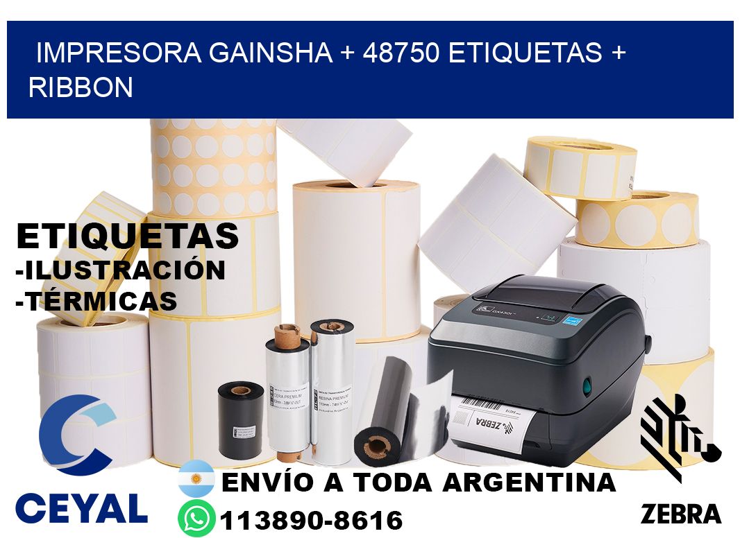 impresora gainsha + 48750 etiquetas + ribbon