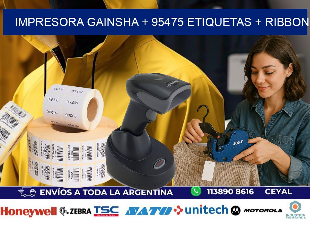 impresora gainsha + 95475 etiquetas + ribbon