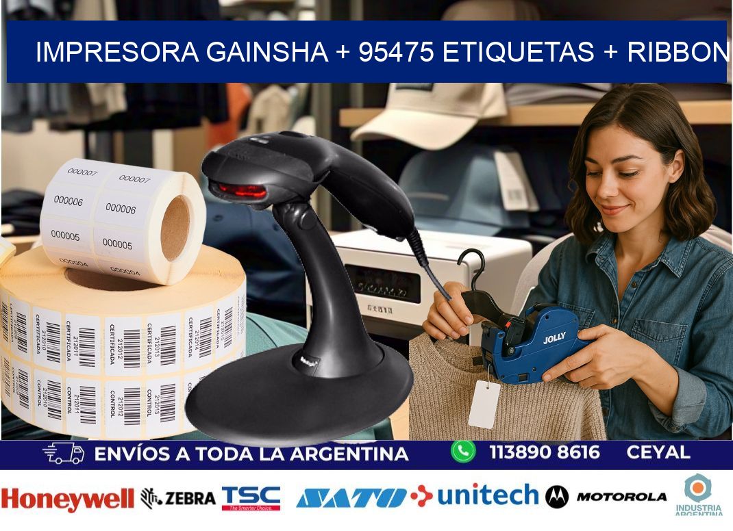 impresora gainsha + 95475 etiquetas + ribbon
