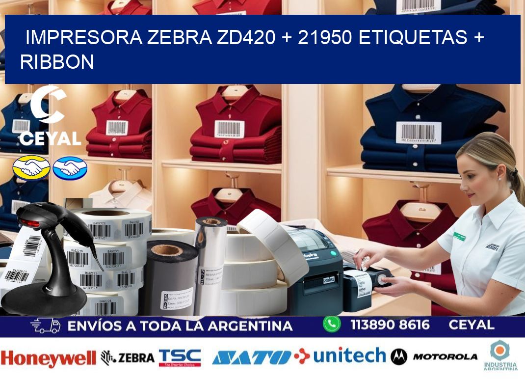 impresora zebra zd420 + 21950 etiquetas + ribbon