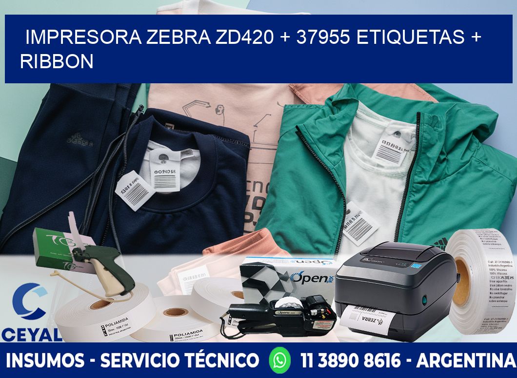 impresora zebra zd420 + 37955 etiquetas + ribbon