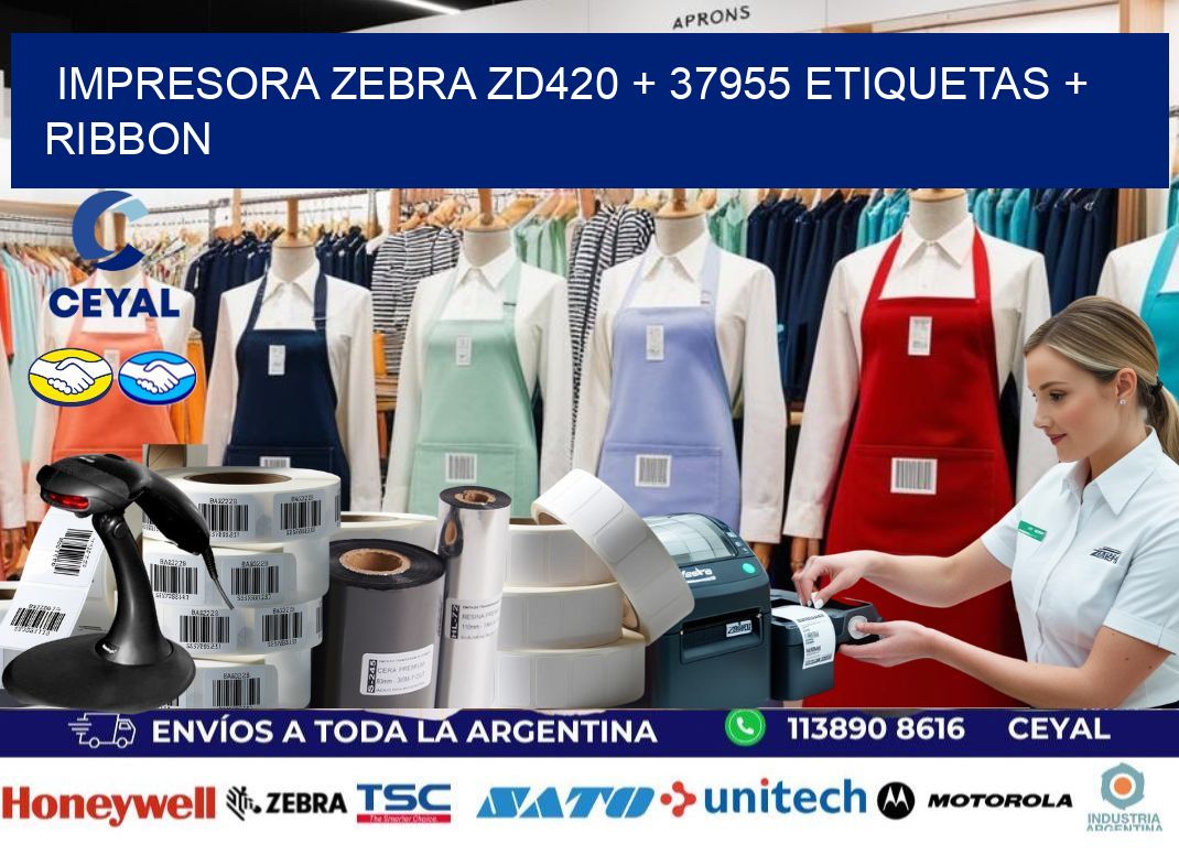 impresora zebra zd420 + 37955 etiquetas + ribbon