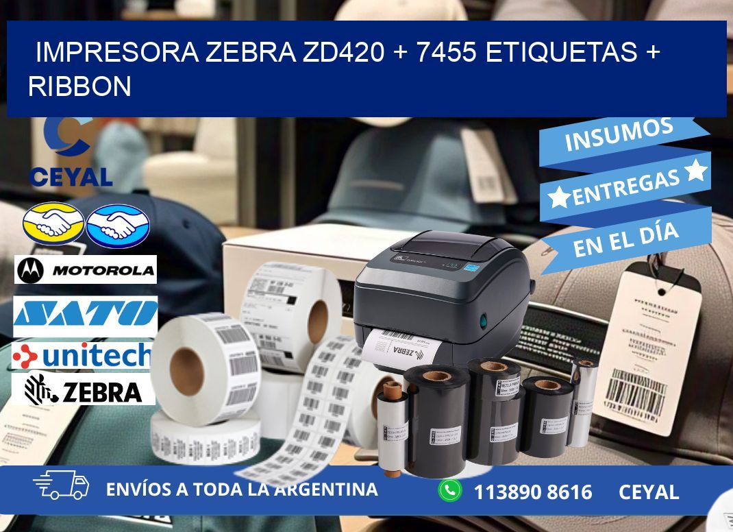 impresora zebra zd420 + 7455 etiquetas + ribbon