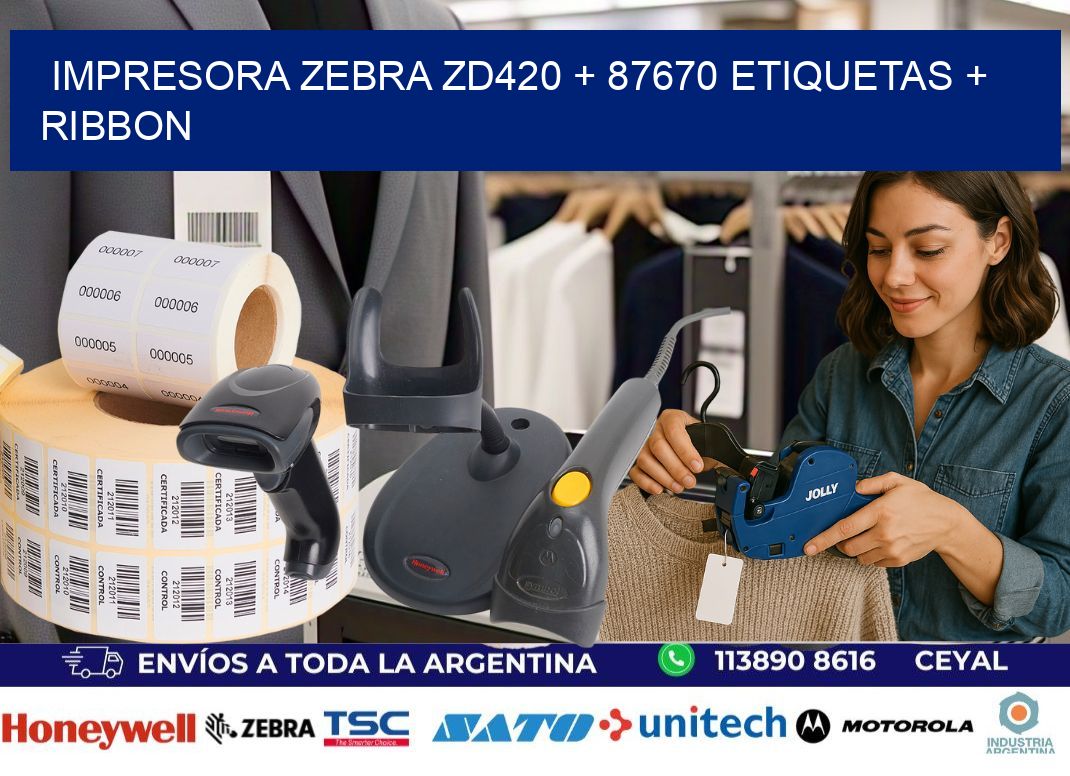 impresora zebra zd420 + 87670 etiquetas + ribbon