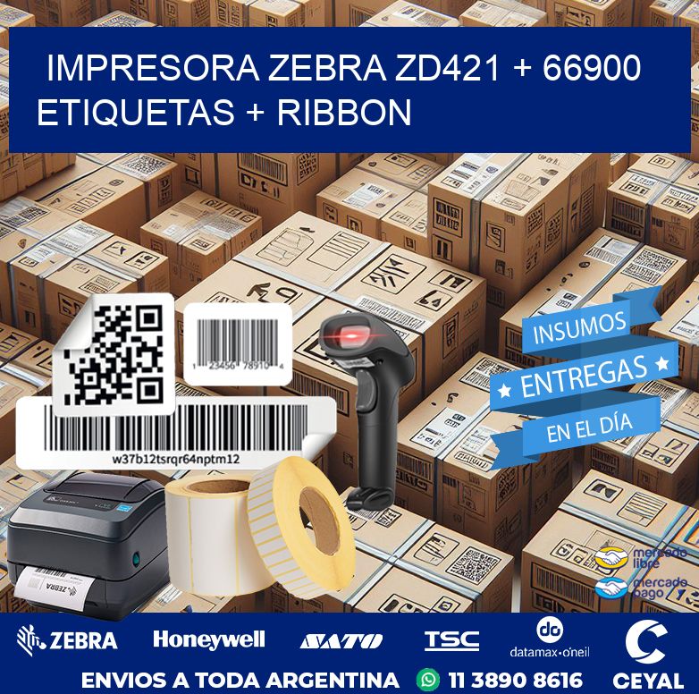 impresora zebra zd421 + 66900 etiquetas + ribbon