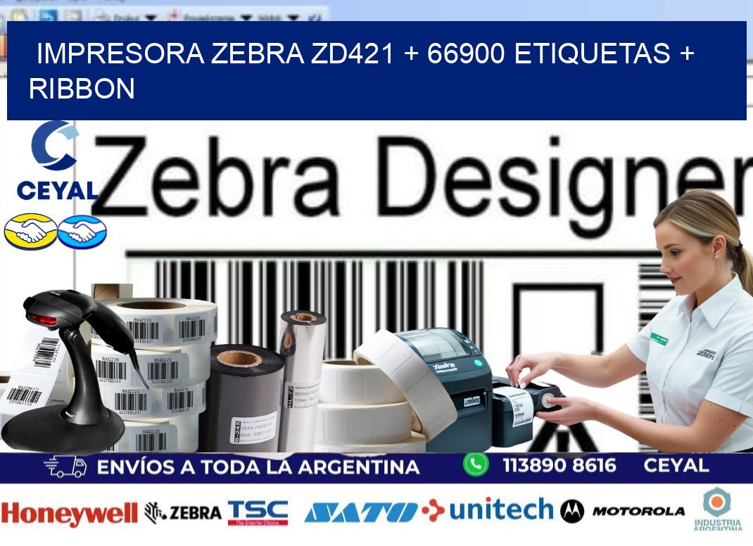 impresora zebra zd421 + 66900 etiquetas + ribbon