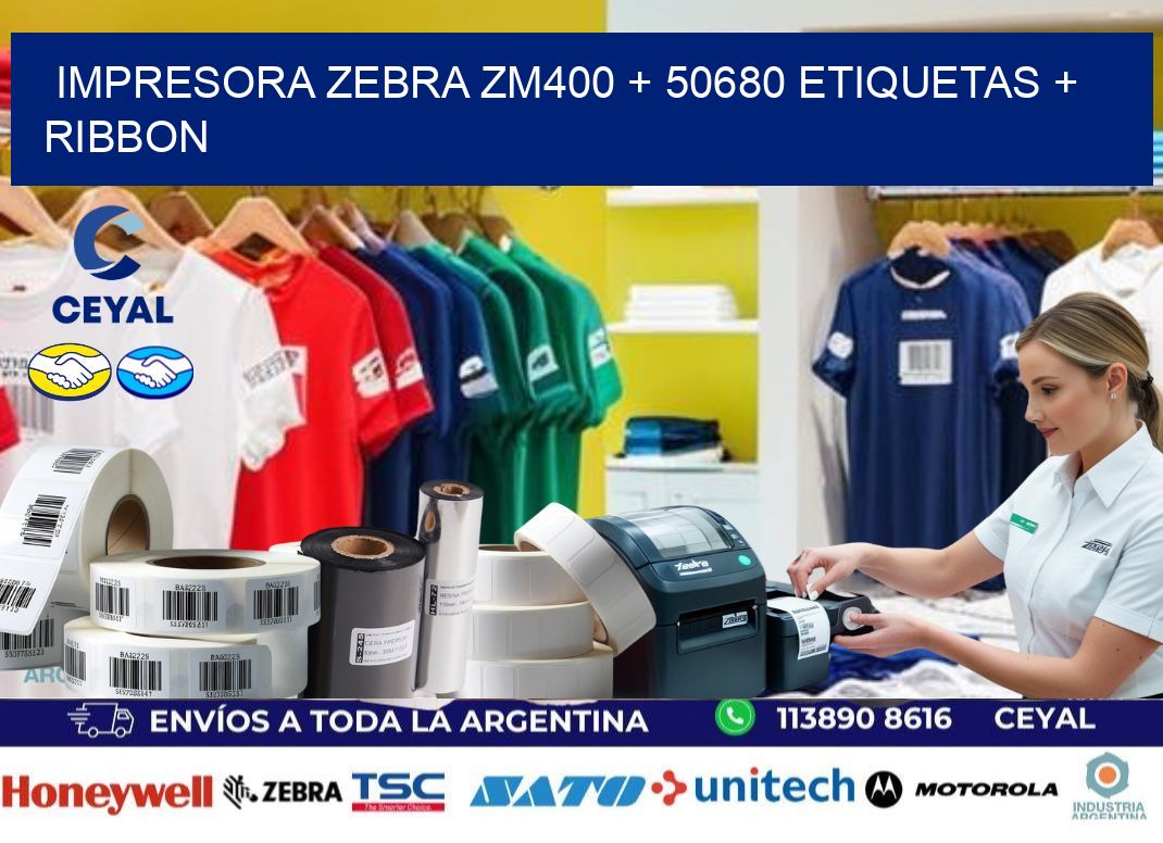 impresora zebra zm400 + 50680 etiquetas + ribbon