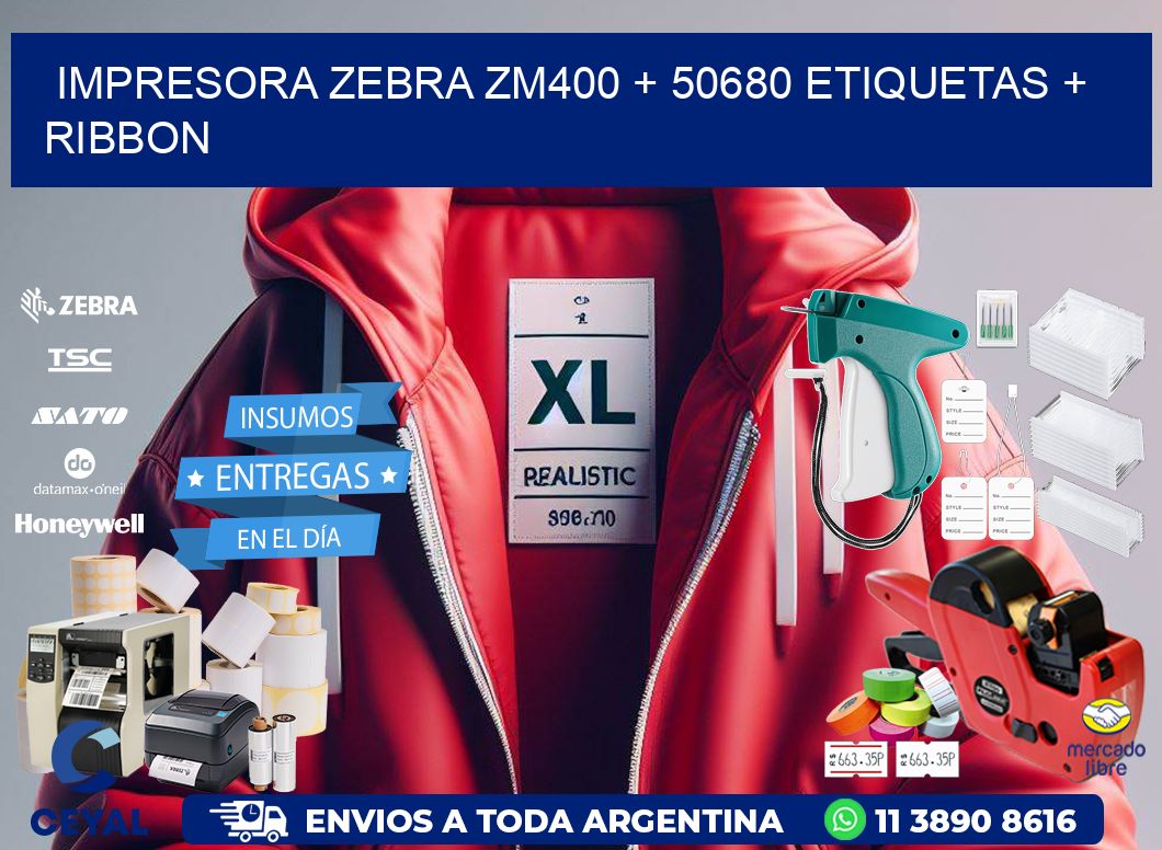 impresora zebra zm400 + 50680 etiquetas + ribbon