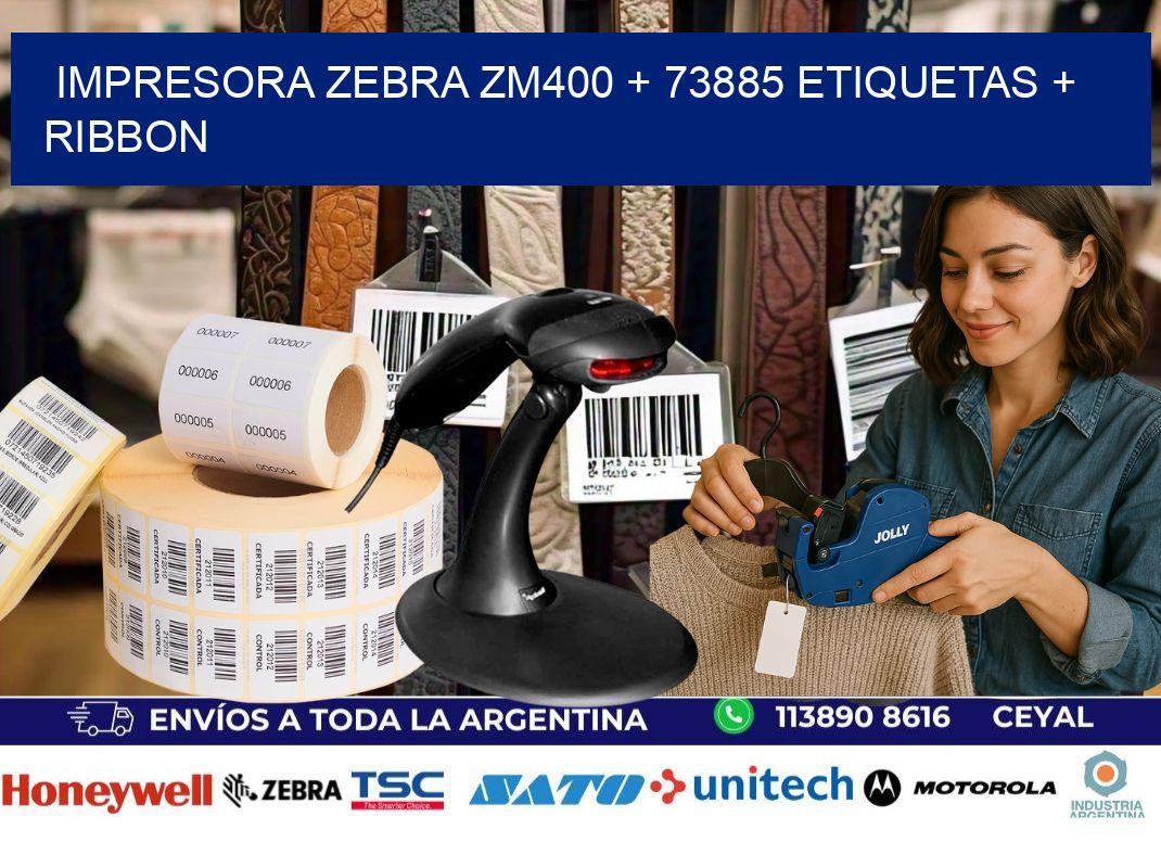 impresora zebra zm400 + 73885 etiquetas + ribbon
