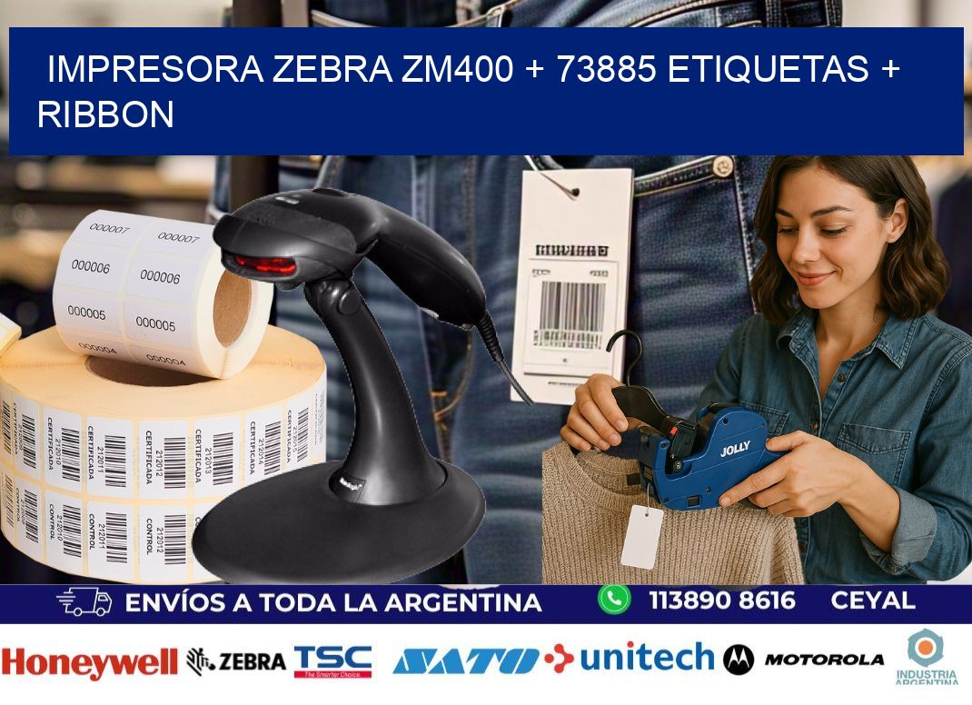 impresora zebra zm400 + 73885 etiquetas + ribbon