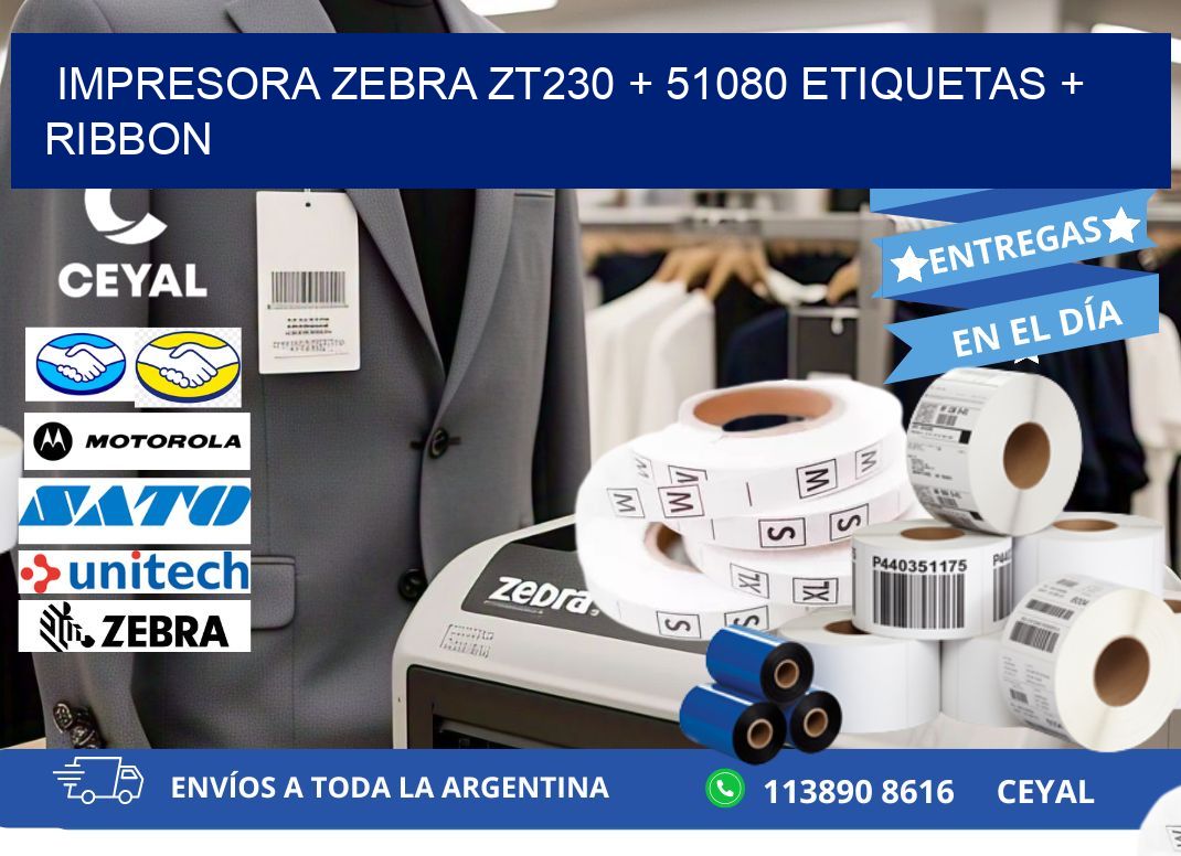 impresora zebra zt230 + 51080 etiquetas + ribbon