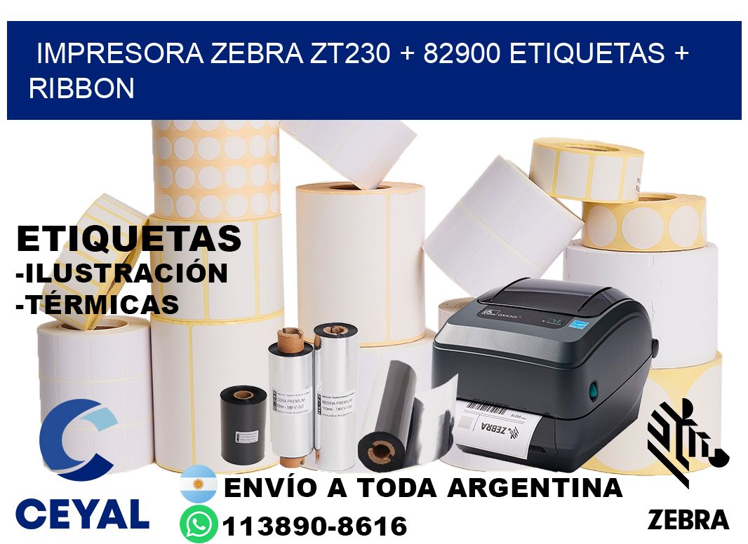 impresora zebra zt230 + 82900 etiquetas + ribbon
