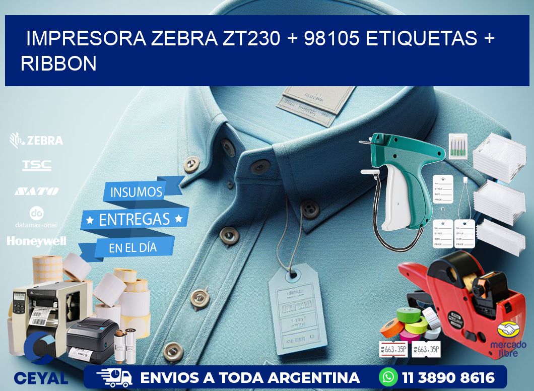 impresora zebra zt230 + 98105 etiquetas + ribbon