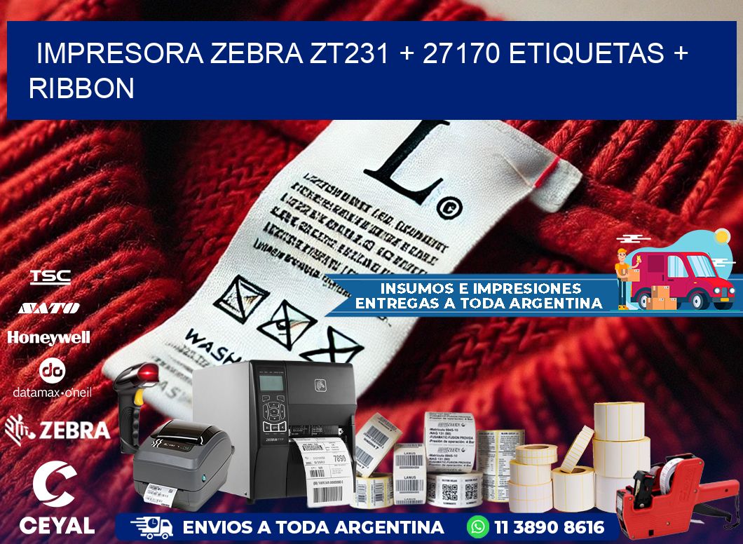 impresora zebra zt231 + 27170 etiquetas + ribbon