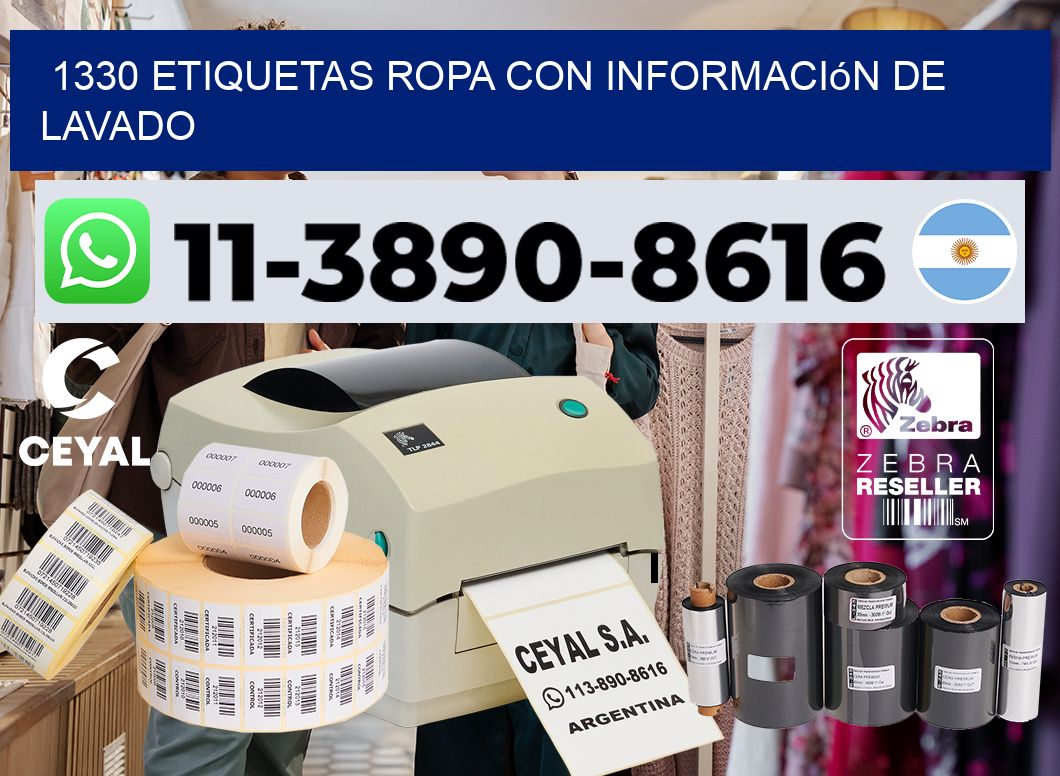 1330 Etiquetas ropa con información de lavado