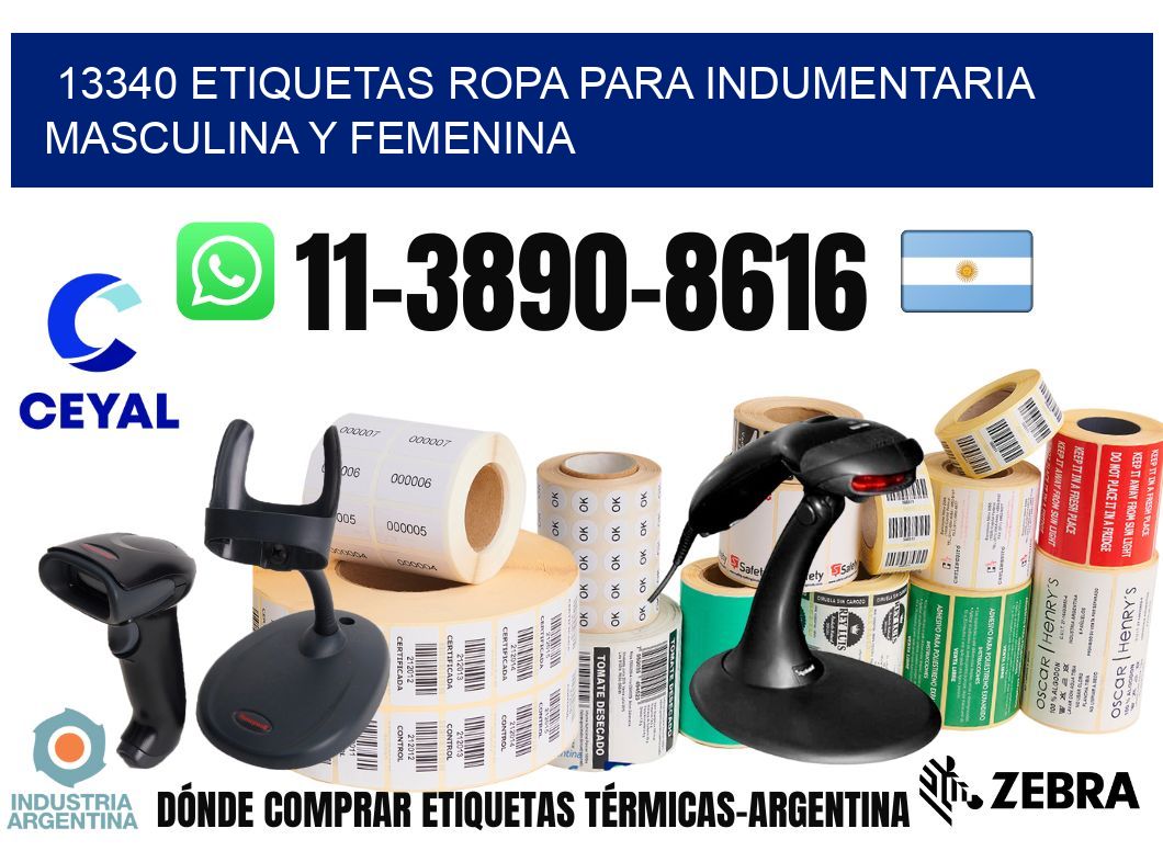 13340 Etiquetas ropa para indumentaria masculina y femenina