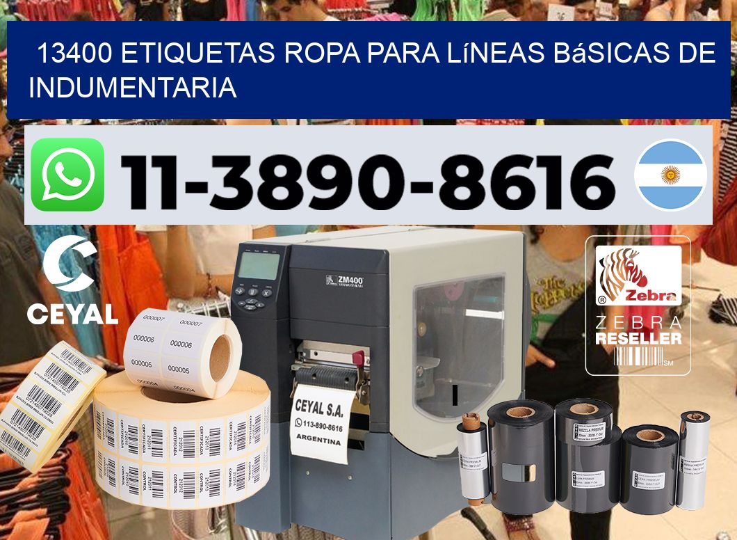 13400 Etiquetas ropa para líneas básicas de indumentaria
