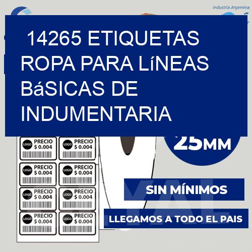14265 Etiquetas ropa para líneas básicas de indumentaria