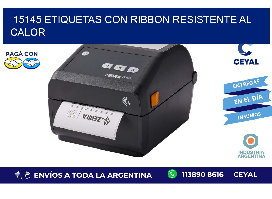 15145 etiquetas con ribbon resistente al calor