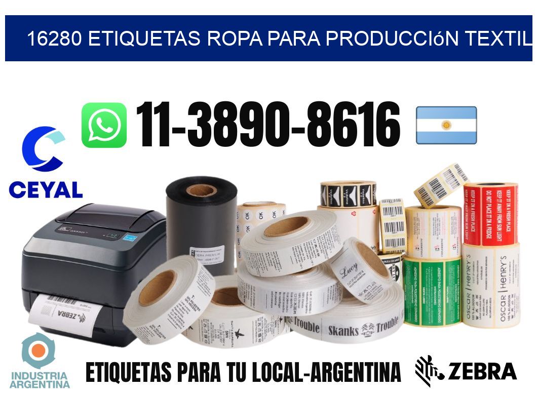 16280 Etiquetas ropa para producción textil