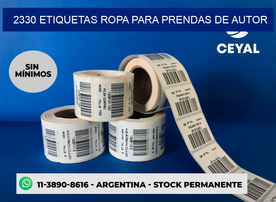 2330 Etiquetas ropa para prendas de autor
