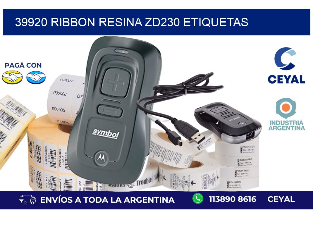 39920 ribbon resina zd230 etiquetas