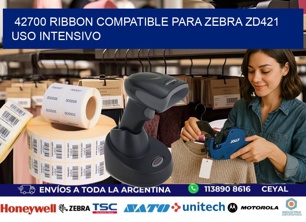 42700 ribbon compatible para zebra zd421 uso intensivo