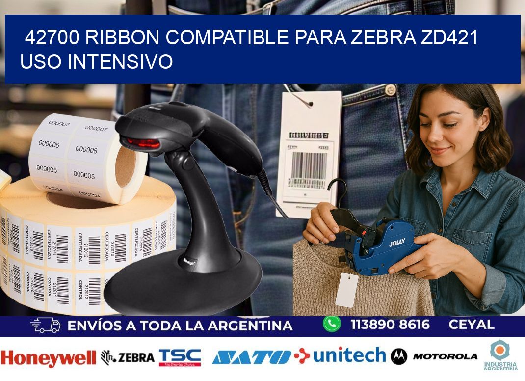 42700 ribbon compatible para zebra zd421 uso intensivo