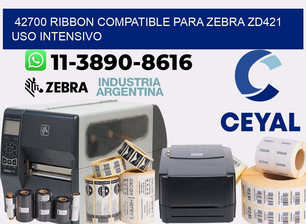 42700 ribbon compatible para zebra zd421 uso intensivo