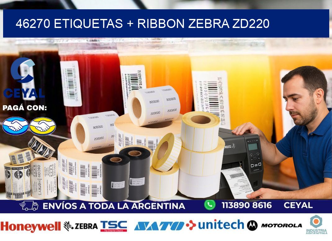 46270 etiquetas + ribbon zebra zd220