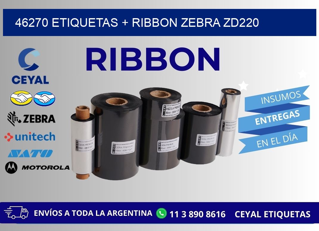 46270 etiquetas + ribbon zebra zd220