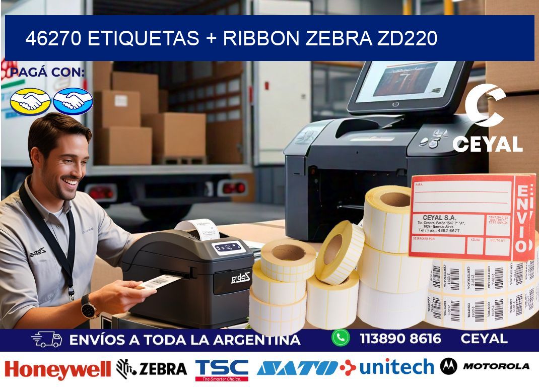 46270 etiquetas + ribbon zebra zd220