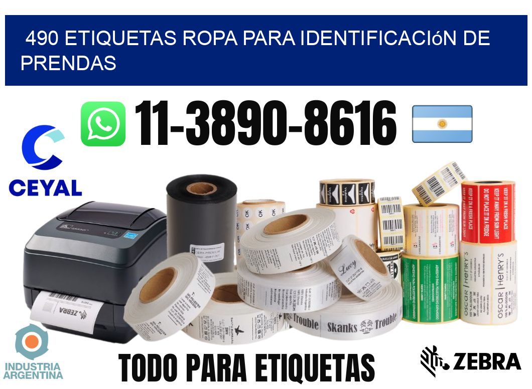 490 Etiquetas ropa para identificación de prendas