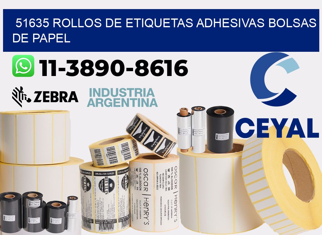 51635 rollos de etiquetas adhesivas bolsas de papel