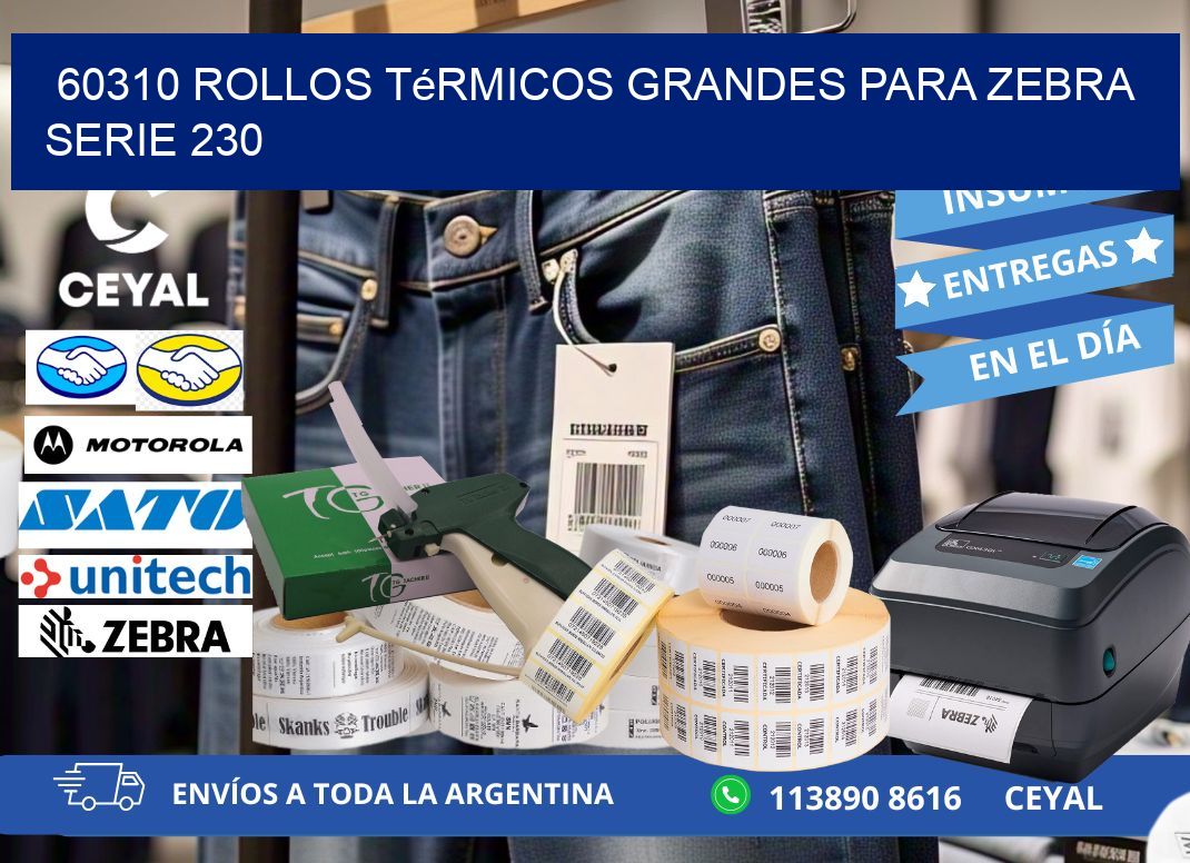 60310 rollos térmicos grandes para zebra serie 230
