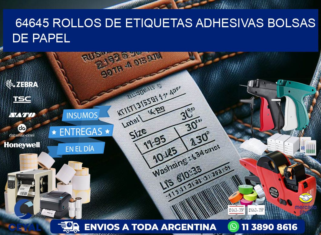 64645 rollos de etiquetas adhesivas bolsas de papel