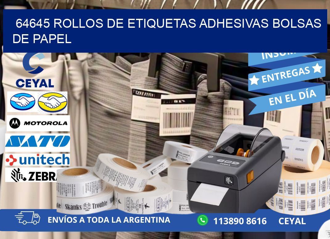 64645 rollos de etiquetas adhesivas bolsas de papel