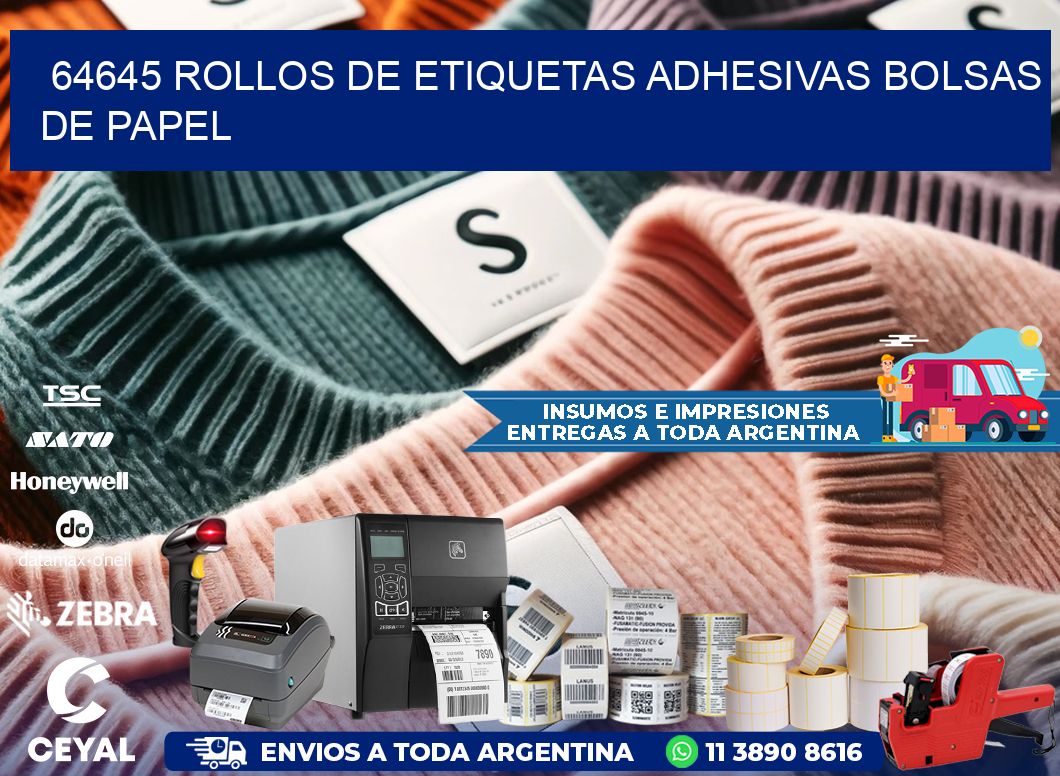 64645 rollos de etiquetas adhesivas bolsas de papel