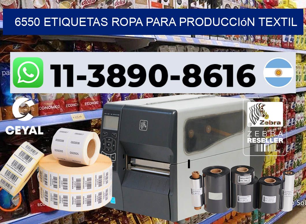 6550 Etiquetas ropa para producción textil
