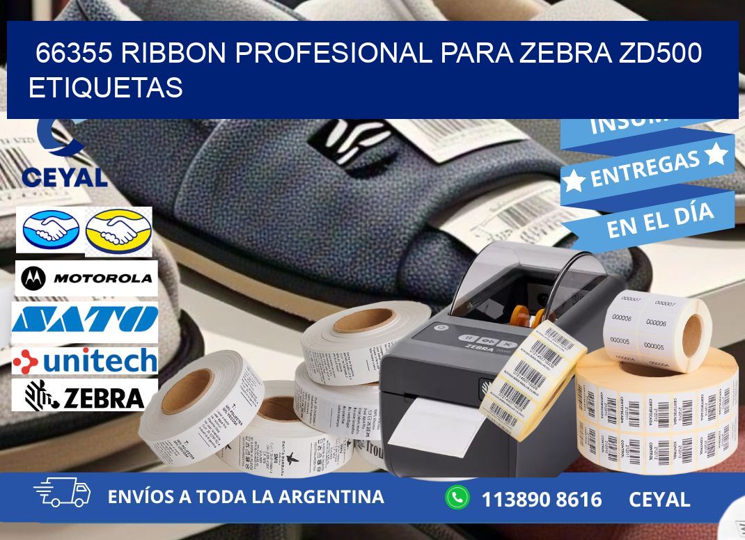 66355 ribbon profesional para zebra zd500 etiquetas